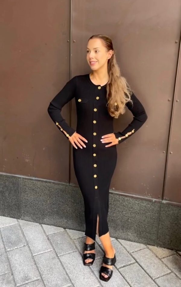 KARL LAGERFELD - Elegant knit dress - black